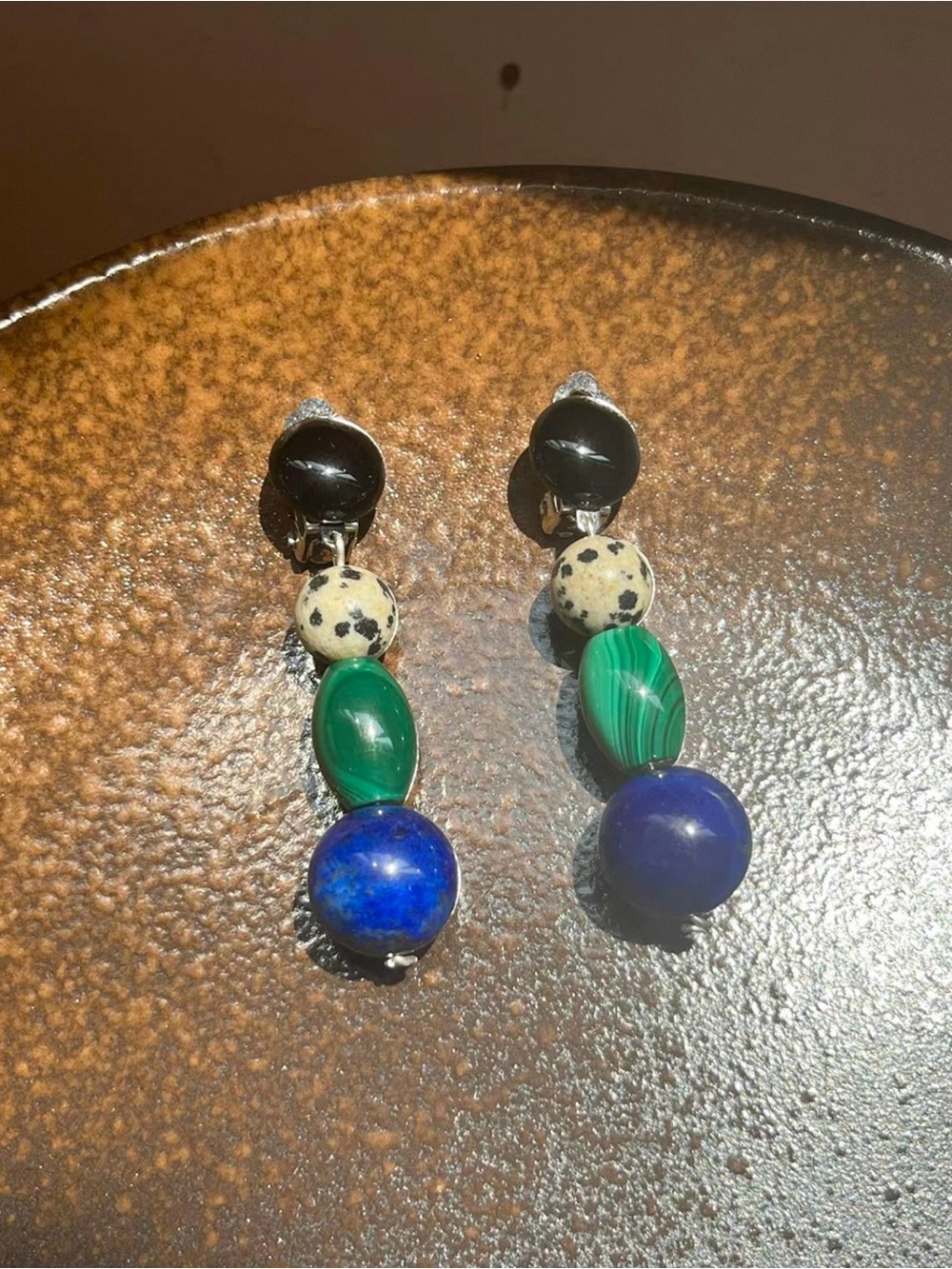 GAOHAN Paris Starry Night Gemstone Drop Earrings 925 Silver Lapis